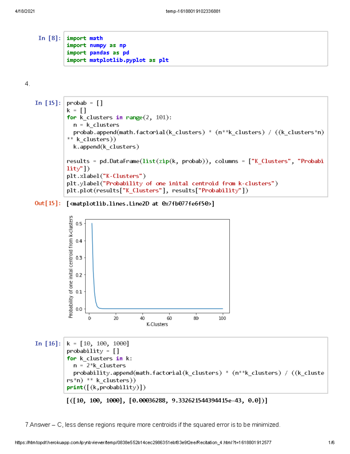 Recitation 4 - In [8]: import math import numpy as np import pandas as ...