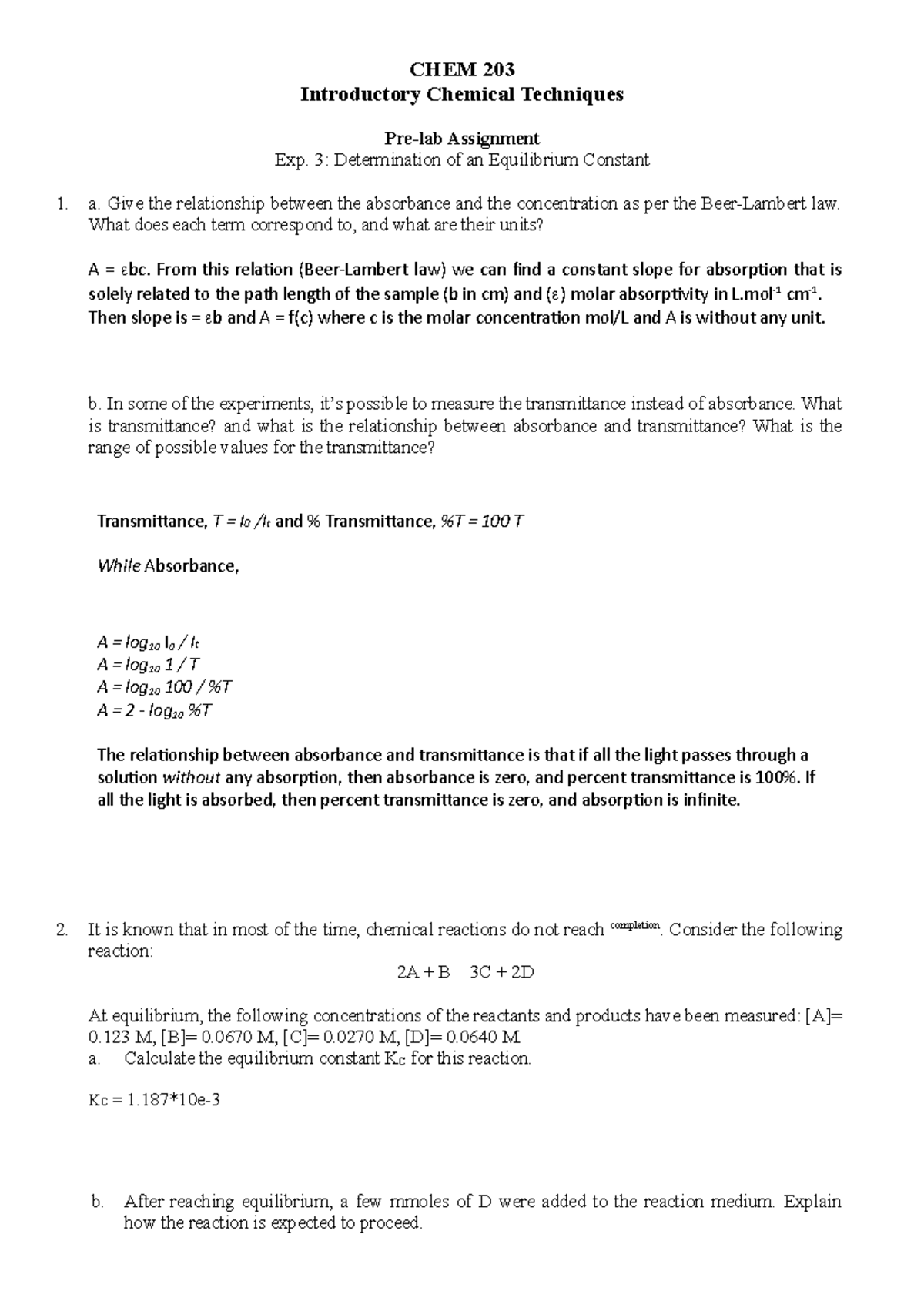 pre lab chemistry matriculation experiment 3