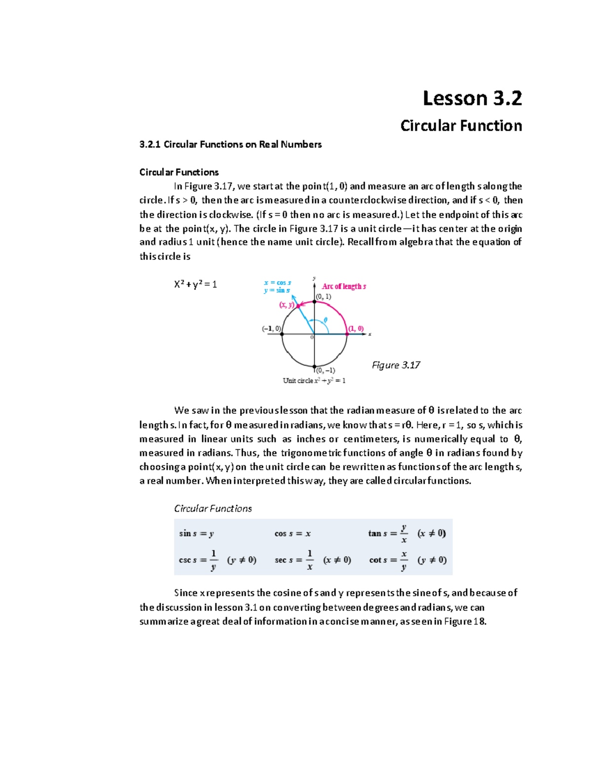 Week 012 Circular Function - Lesson 3. Circular Function 3.2 Circular ...