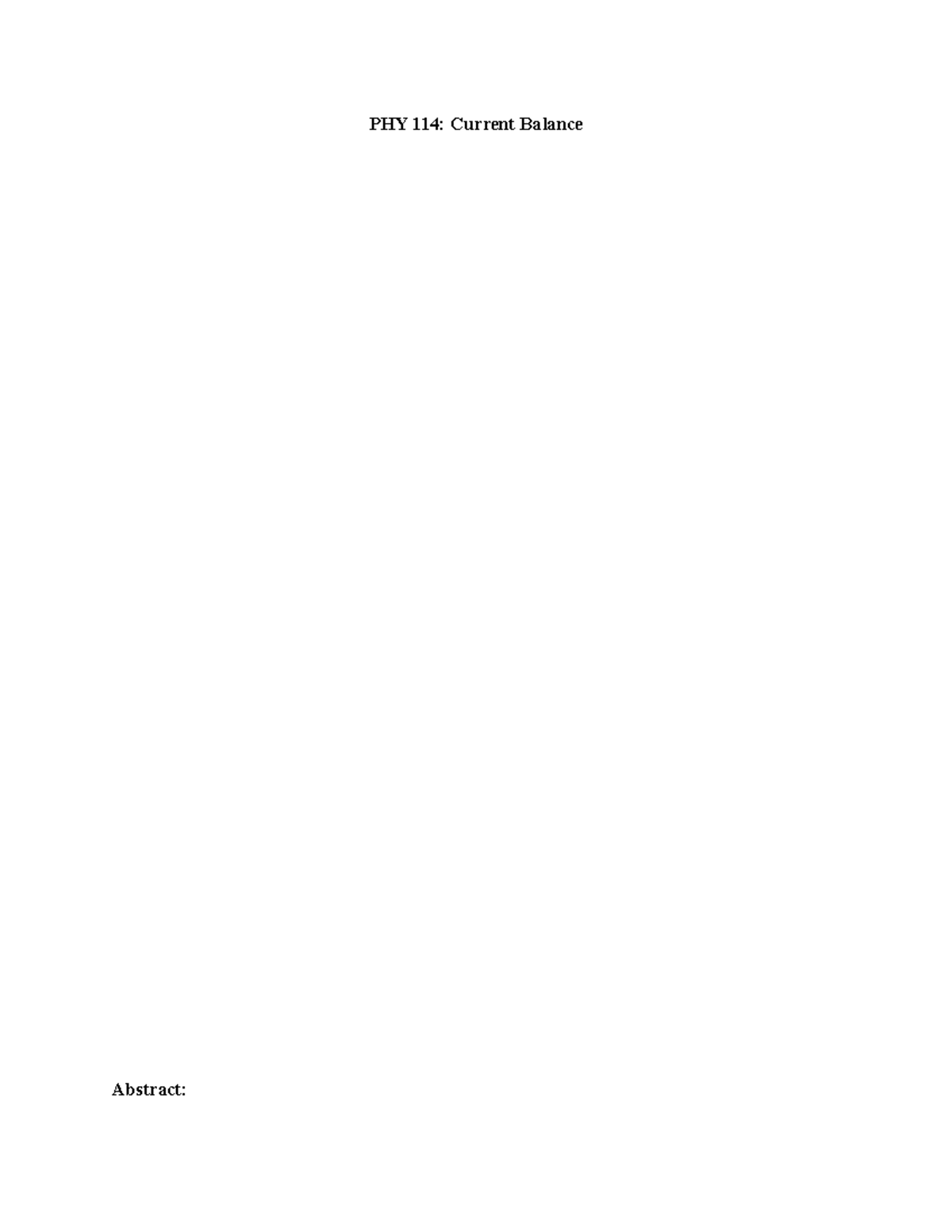 Current Balance Lab Report Phy 114 Current Balance Sai Kottapalli