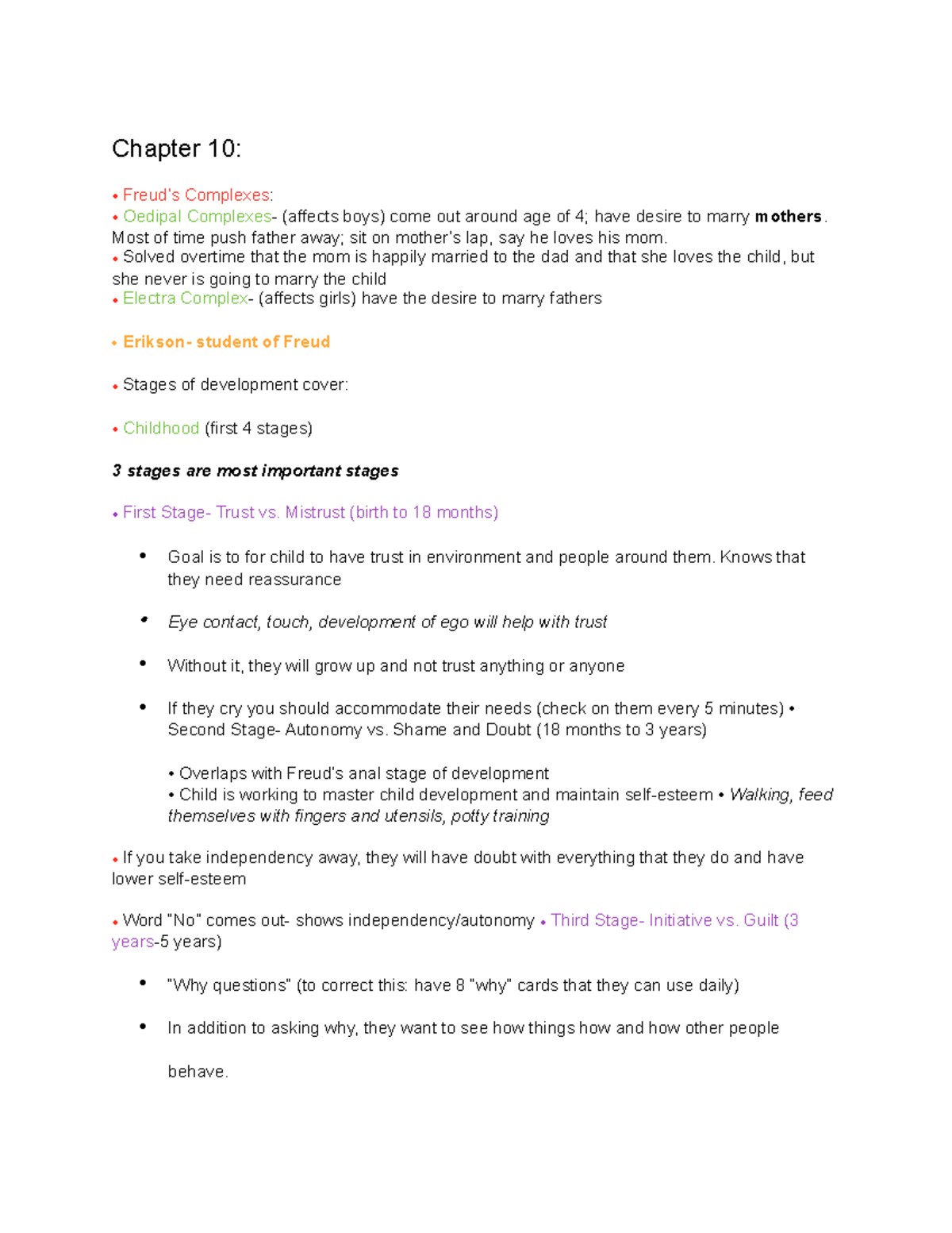 Chapter 10 psychology - PSYC 101 - Chapter 10: Freud’s Complexes ...