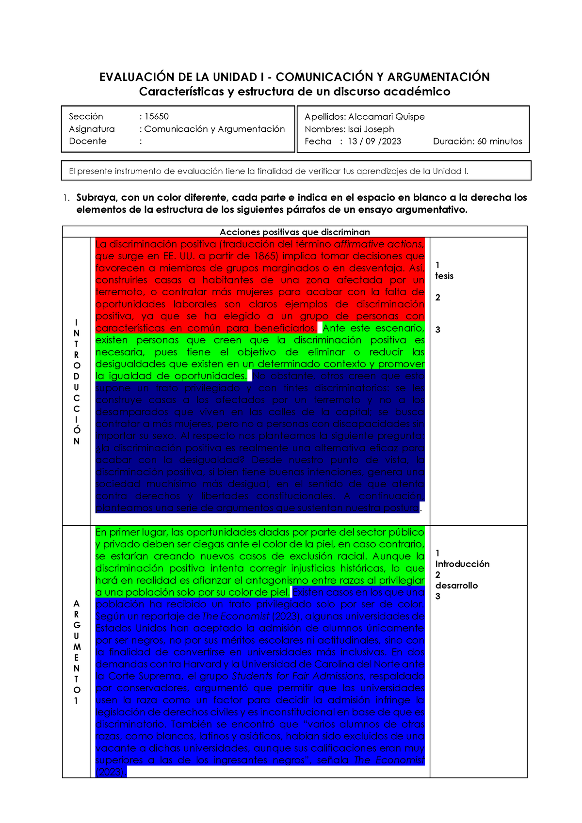 Evaluacion Teorica Pdf - EVALUACI”N DE LA UNIDAD I - COMUNICACI”N Y ...