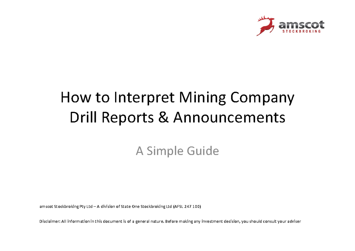 Interpretation of Resource Company Announcements Overview How to