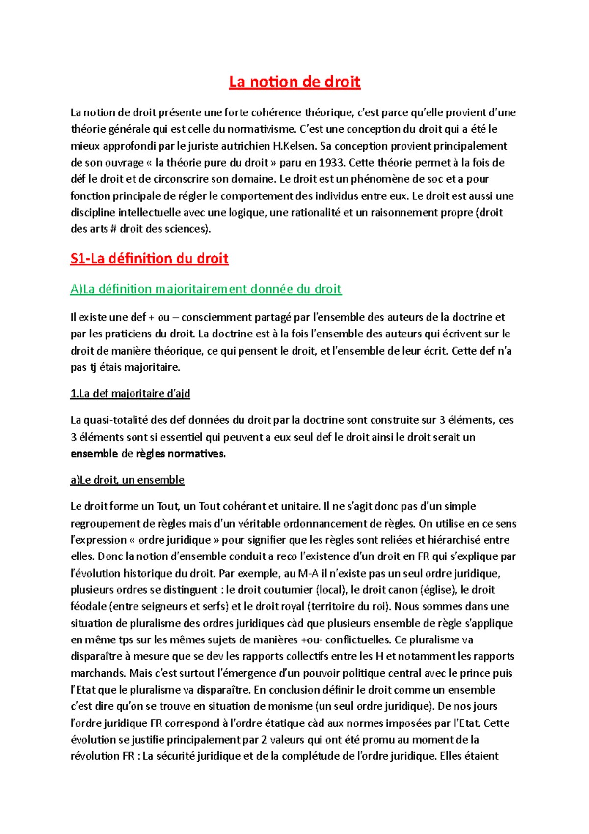 Notes De Cours En Droit Civil La Notion De Droit La Notion De Droit Pr Sente Une Forte