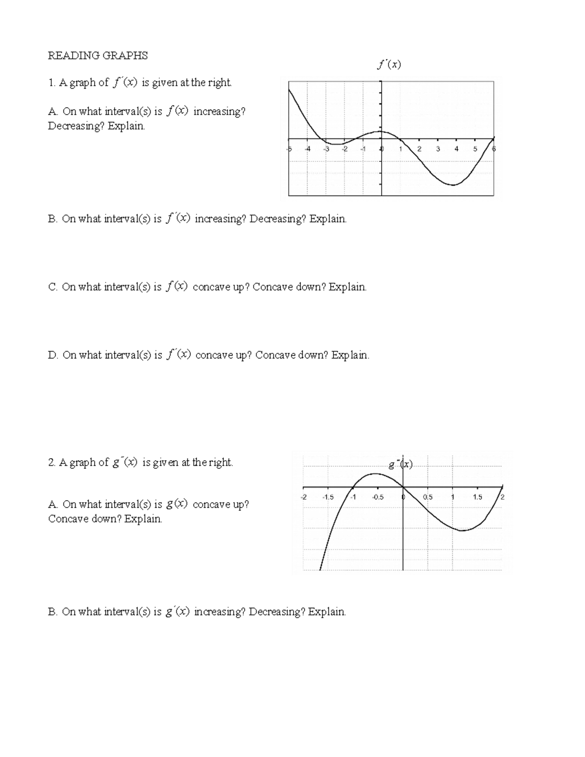 Read Der Graphs - practice math homework - READING GRAPHS A graph of f ...