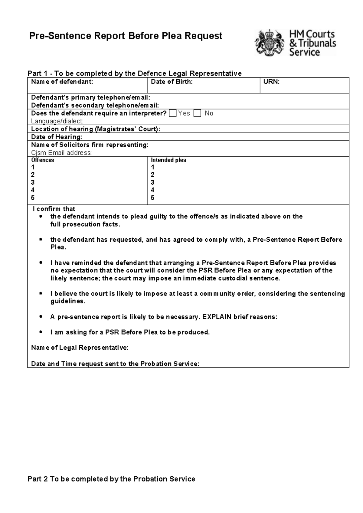 Pre sentence report before plea request - Pre-Sentence Report Before ...