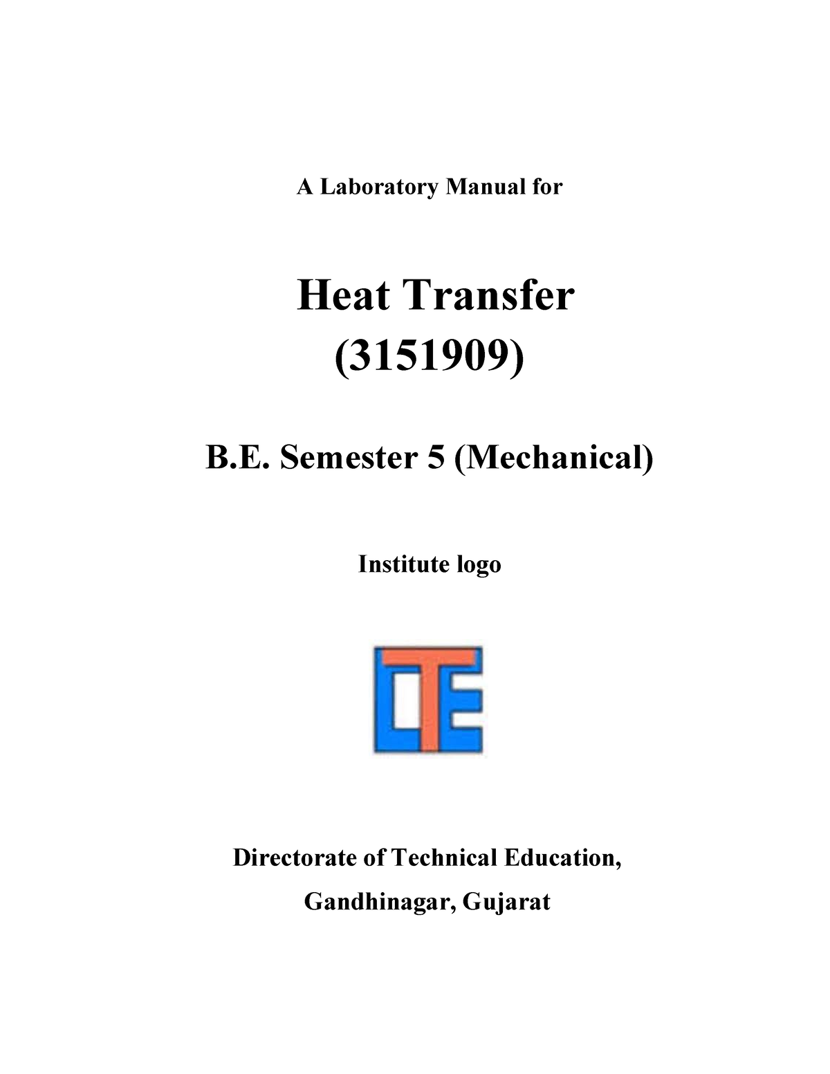 Heat Transfer Lab Manual - A Laboratory Manual For Heat Transfer ...