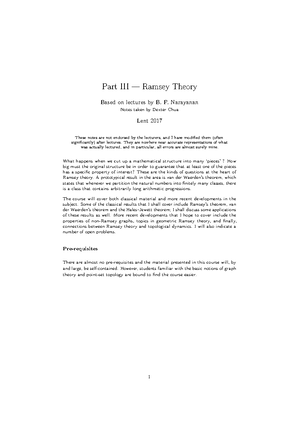 Ramsey Theory 2011-2012 Lecture Notes & Example Sheet - Ramsey Theory ...
