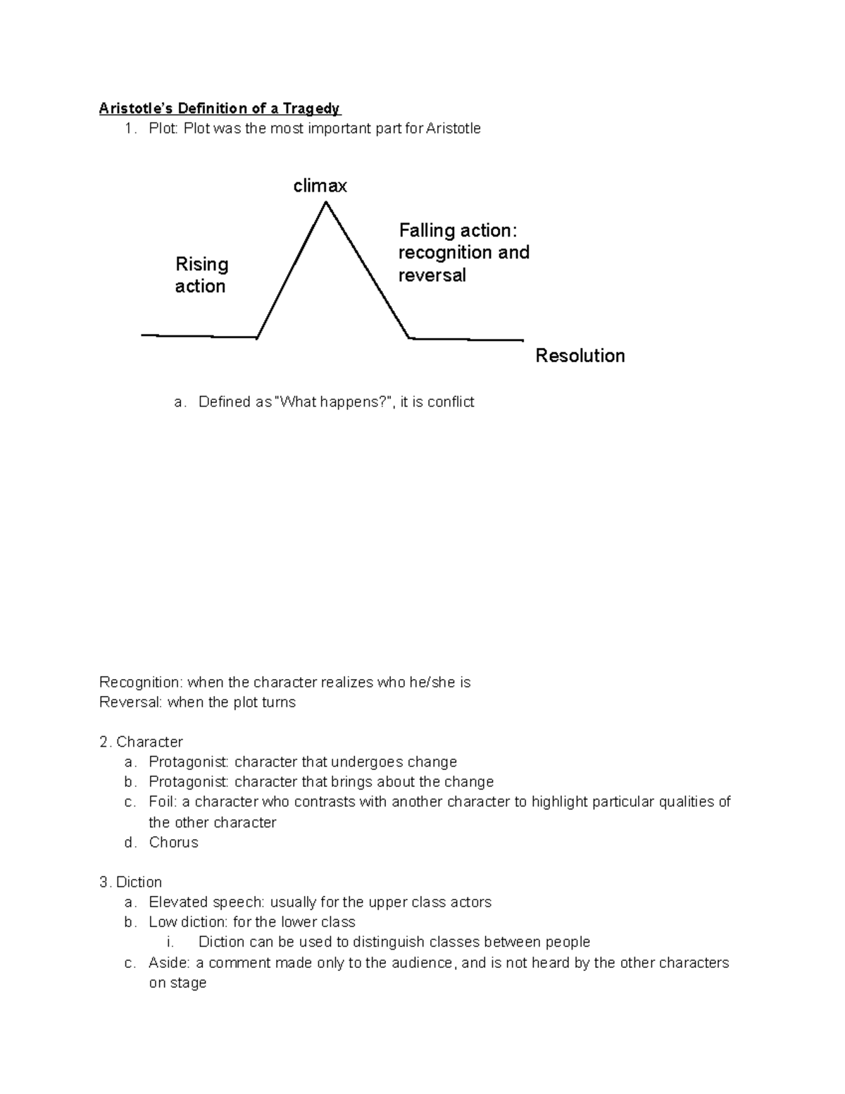 EGL 193 Study Guide Rising action climax Falling action recognition
