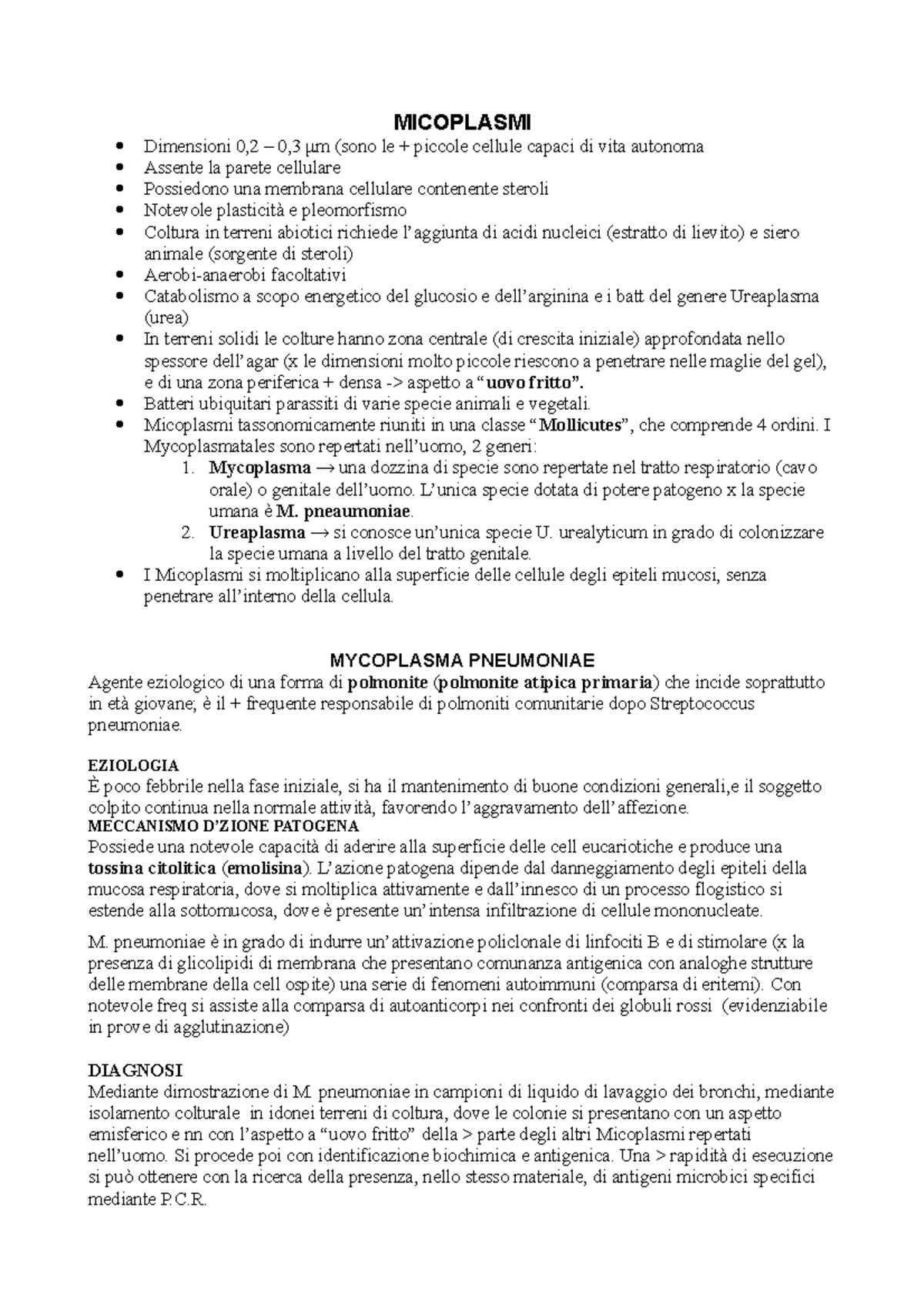 25) Micoplasmi - Riassunti microbiologia anno 2016-2017 del professor ...
