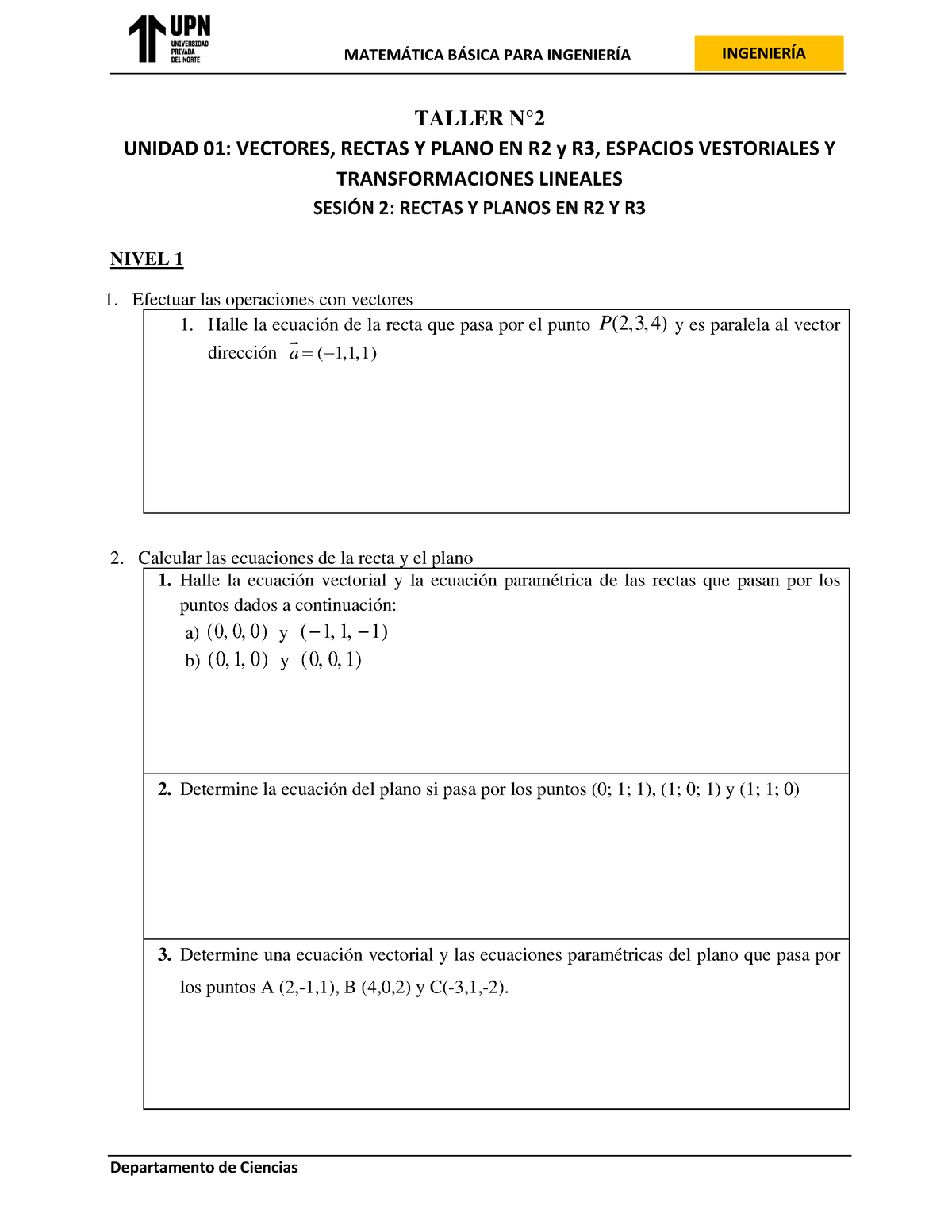 Taller DE Clase Semana 02 - MATEM¡TICA B¡SICA PARA INGENIERÕA ...