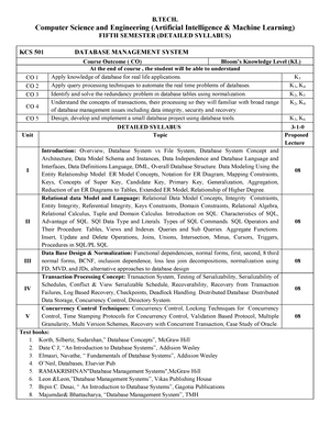 Syllabus - KDS 063 SOFTWARE ENGINEERING Course Outcome ( CO) Bloom’s ...