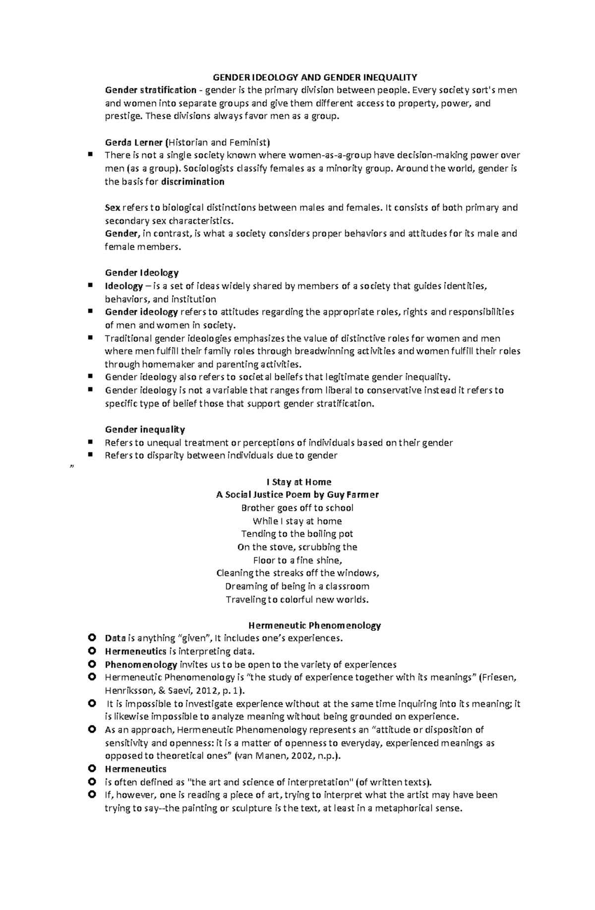 Gender Ideology AND Gender Inequality lecture - GENDER IDEOLOGY AND ...