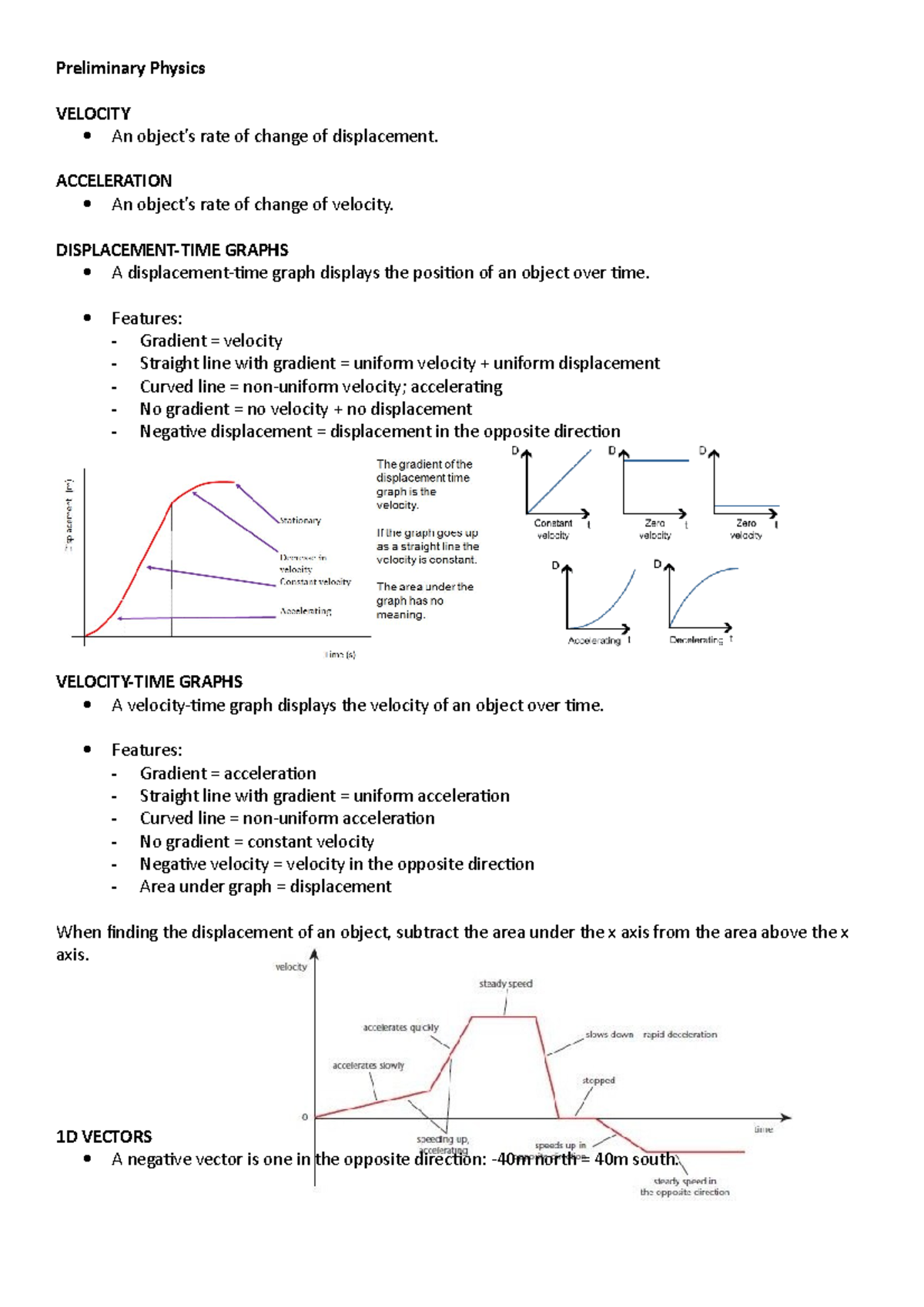 Physics notes - 123 - Preliminary Physics VELOCITY An object’s rate of ...