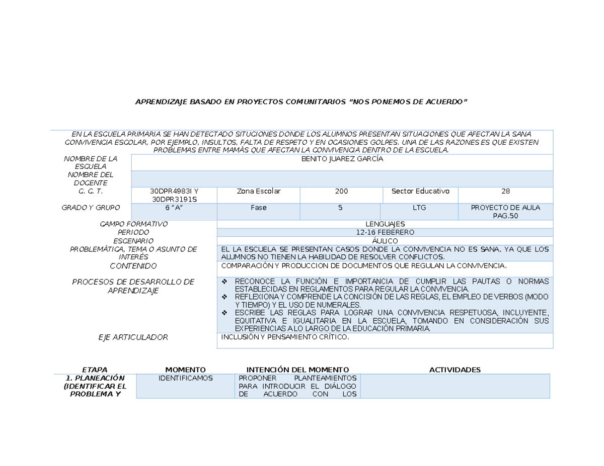 Aprendizaje Basado EN Proyectos Comunitarios - APRENDIZAJE BASADO EN ...