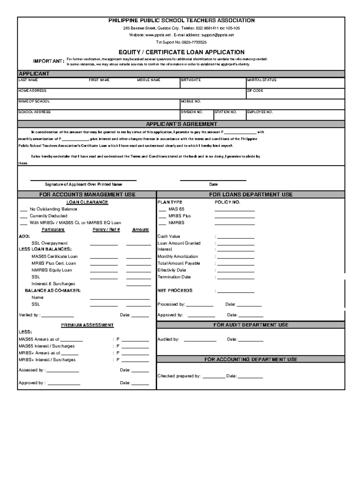 Certrificate and Equity Loan Form - For further verification, the ...