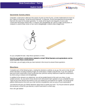 Circle Constructions - Student Guide - Part 2 - Geometric Constructions ...