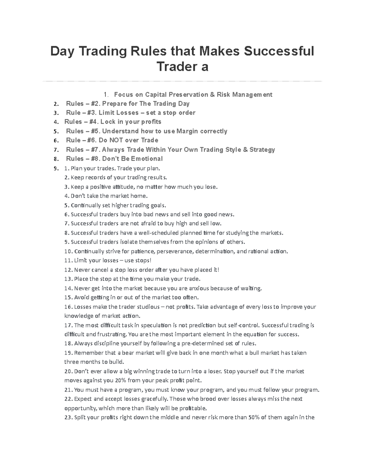 7 Day Trading Rules that Makes a Successful Trade - Day Trading Rules ...