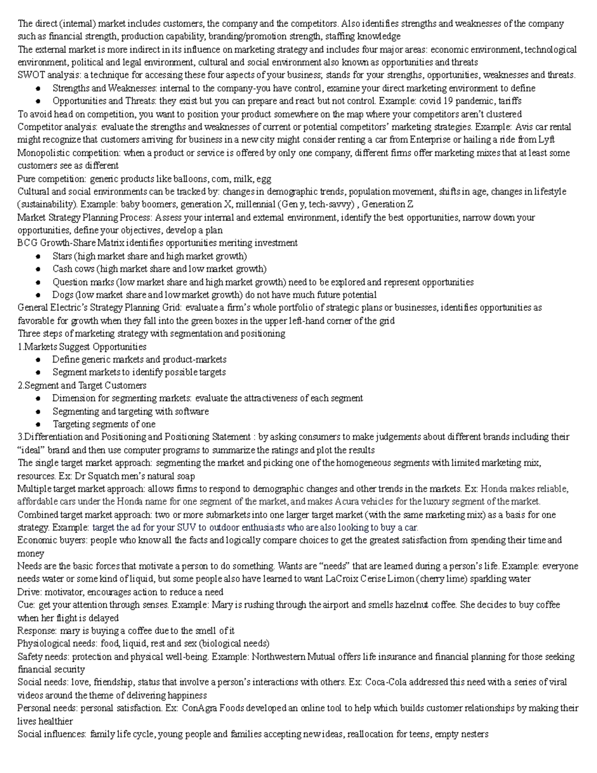 Ch 3,4,5 quiz cheat sheet MKT 300 - The direct (internal) market ...