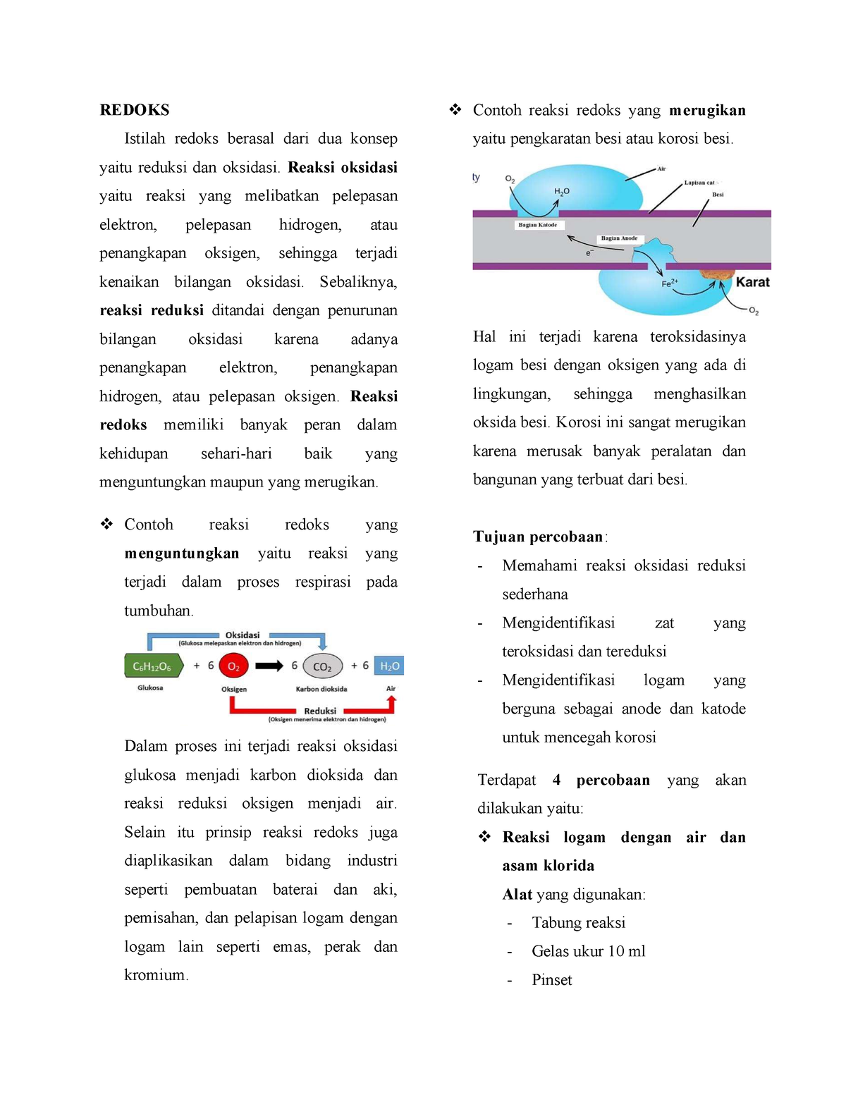 Praktikum Kimia 9 - REDOKS Istilah Redoks Berasal Dari Dua Konsep Yaitu ...