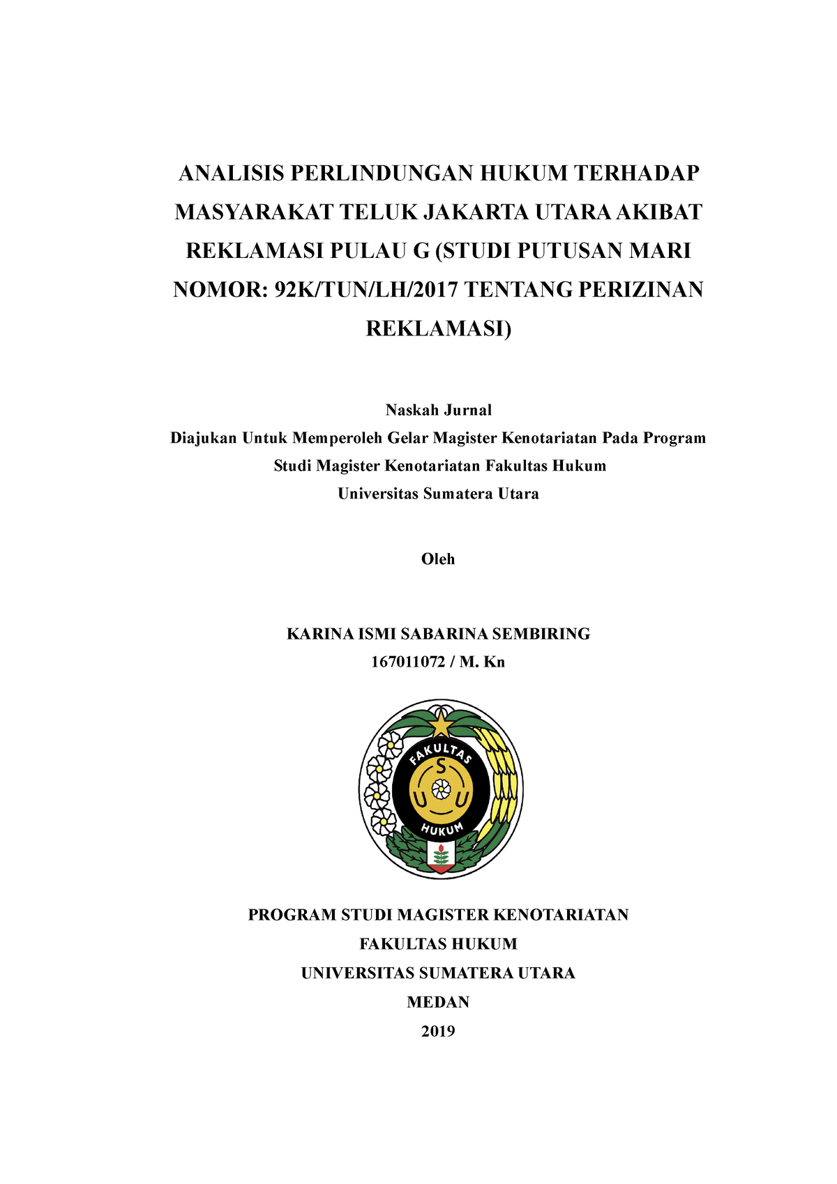 Analisa Perlindungan Hukum Saat Proses Reklamasi - ANALISIS ...