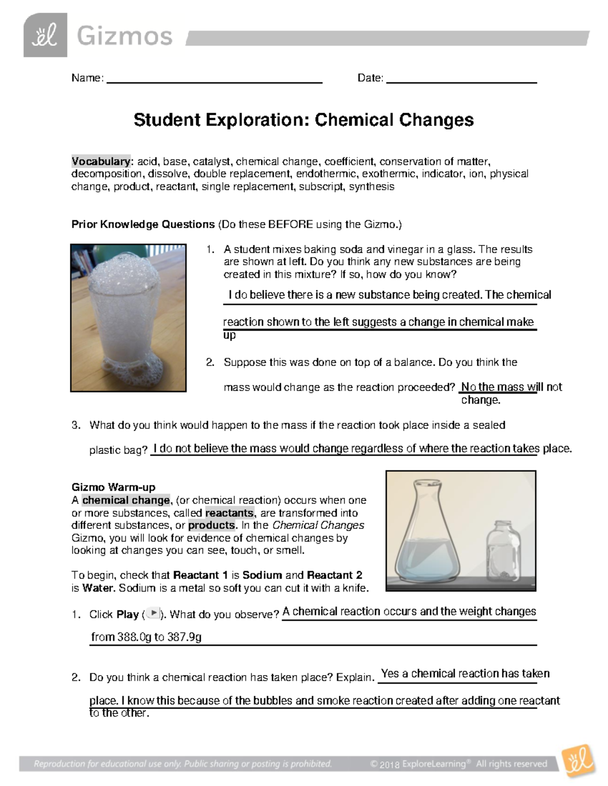 write an essay on chemical change