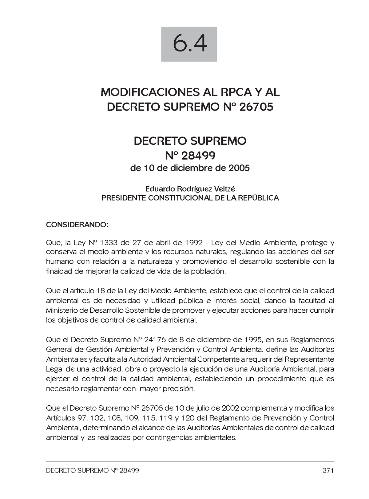 DS 28499 Auditoria Ambiental - DECRETO SUPREMO Nº 28499 371 ...