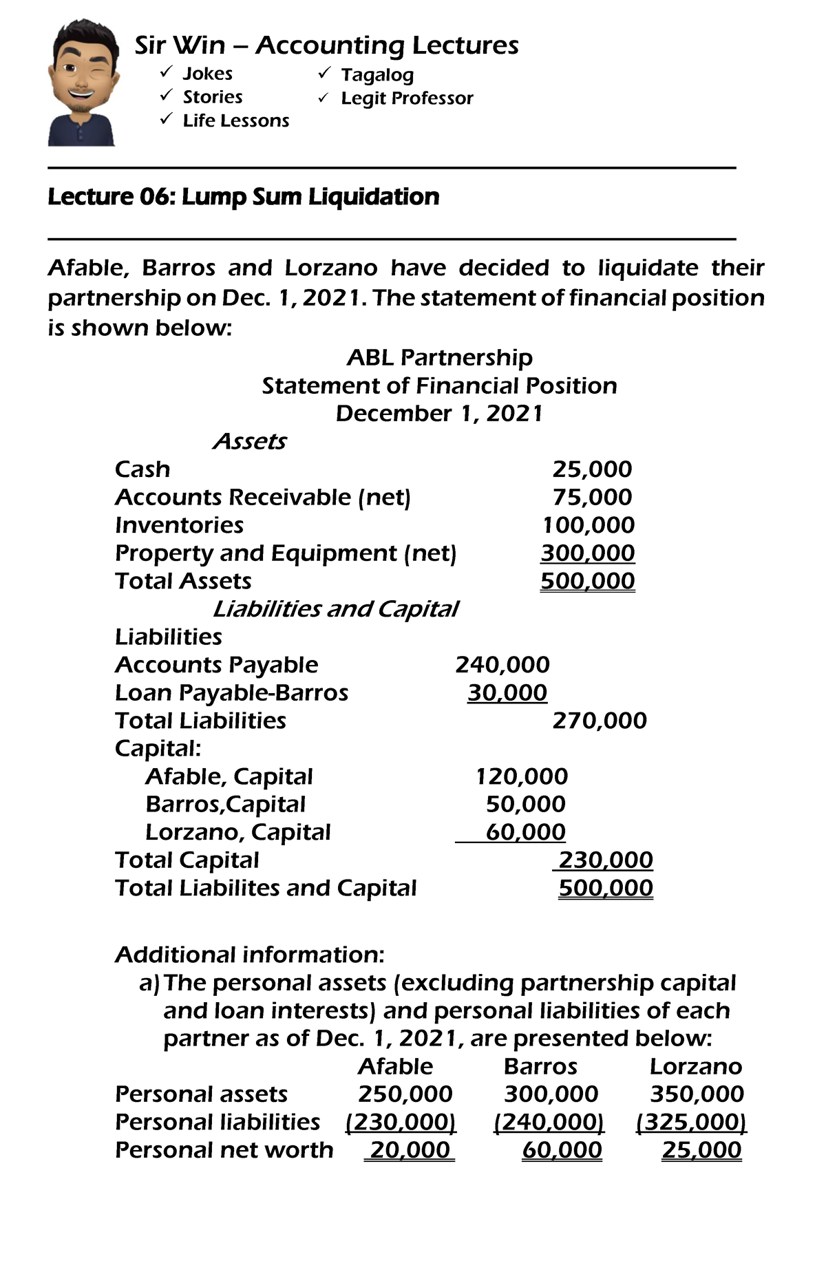 lump-sum-liquidation-sir-win-accounting-lectures-jokes-stories-life