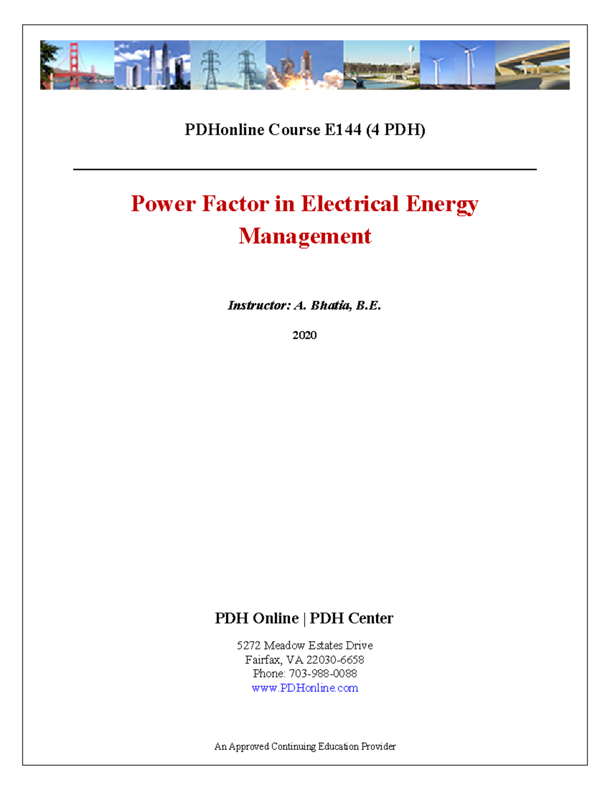 E144content Course E144 (4 PDH) Power Factor in Electrical