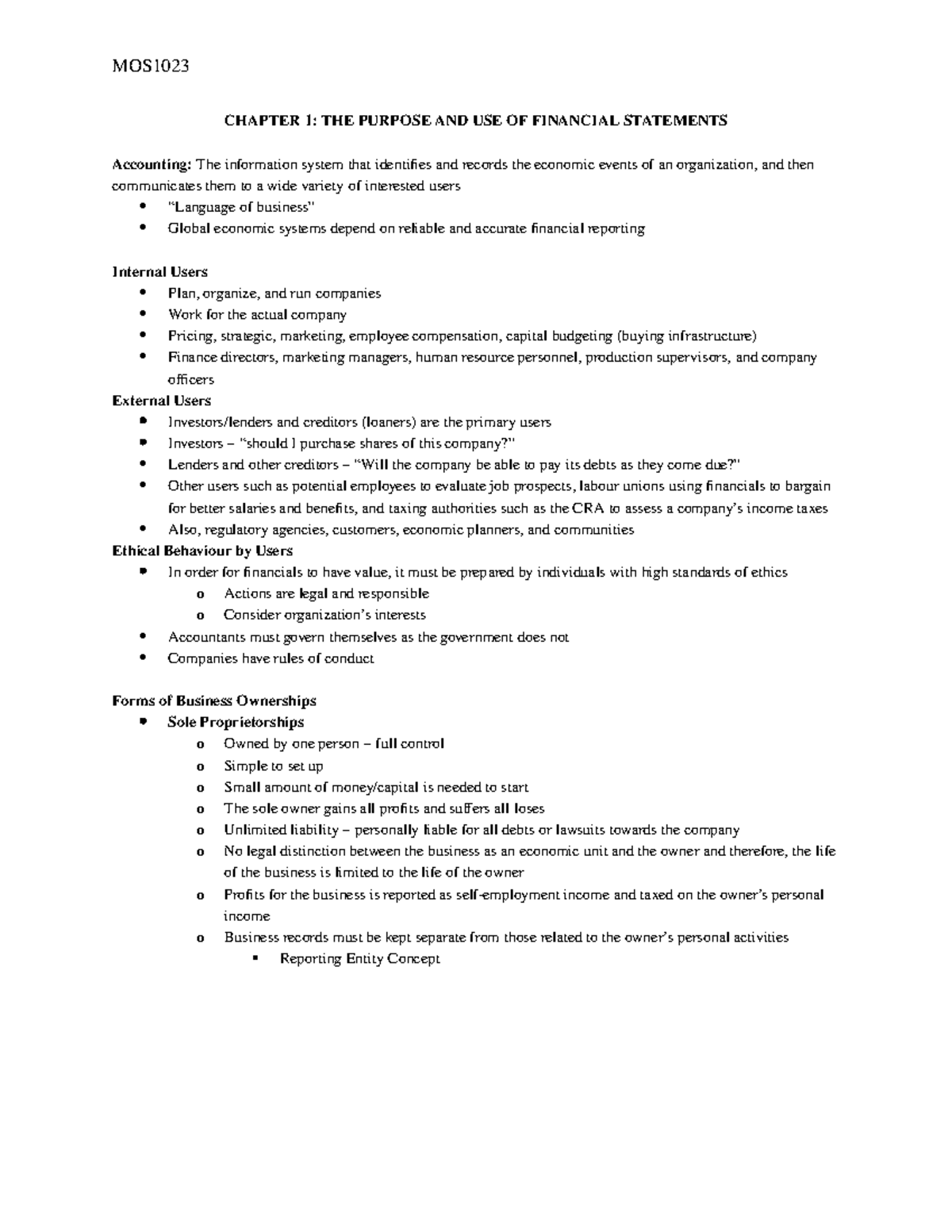 Exam 1 - Summary Introduction to Accounting and Finance - MOS1023 ...