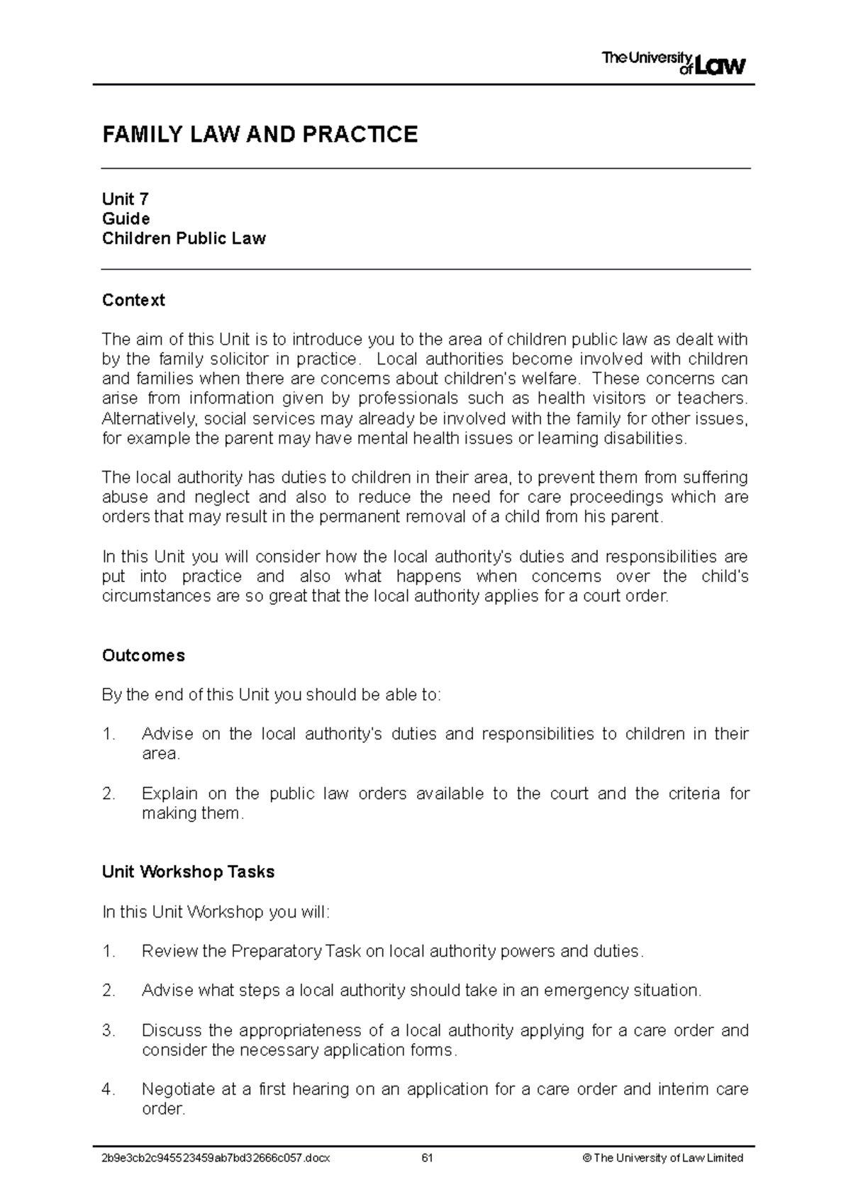 2223 fam ws07 ce01 guide - FAMILY LAW AND PRACTICE Unit 7 Guide ...
