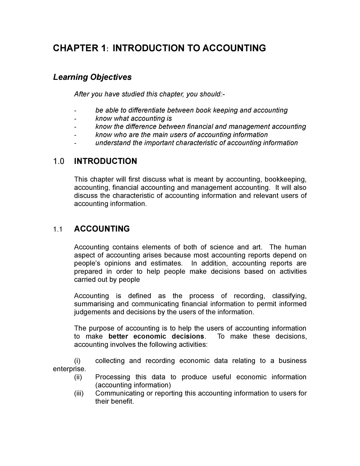 Chapter 1 - Lecture Notes 1 - CHAPTER 1: INTRODUCTION TO ACCOUNTING ...