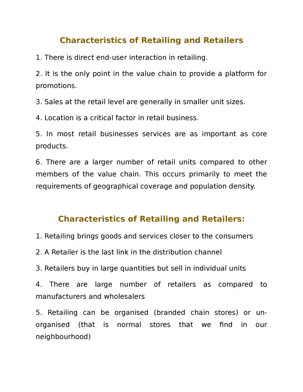 Main Features Of Retailing And Functions - Characteristics Of Retailing ...