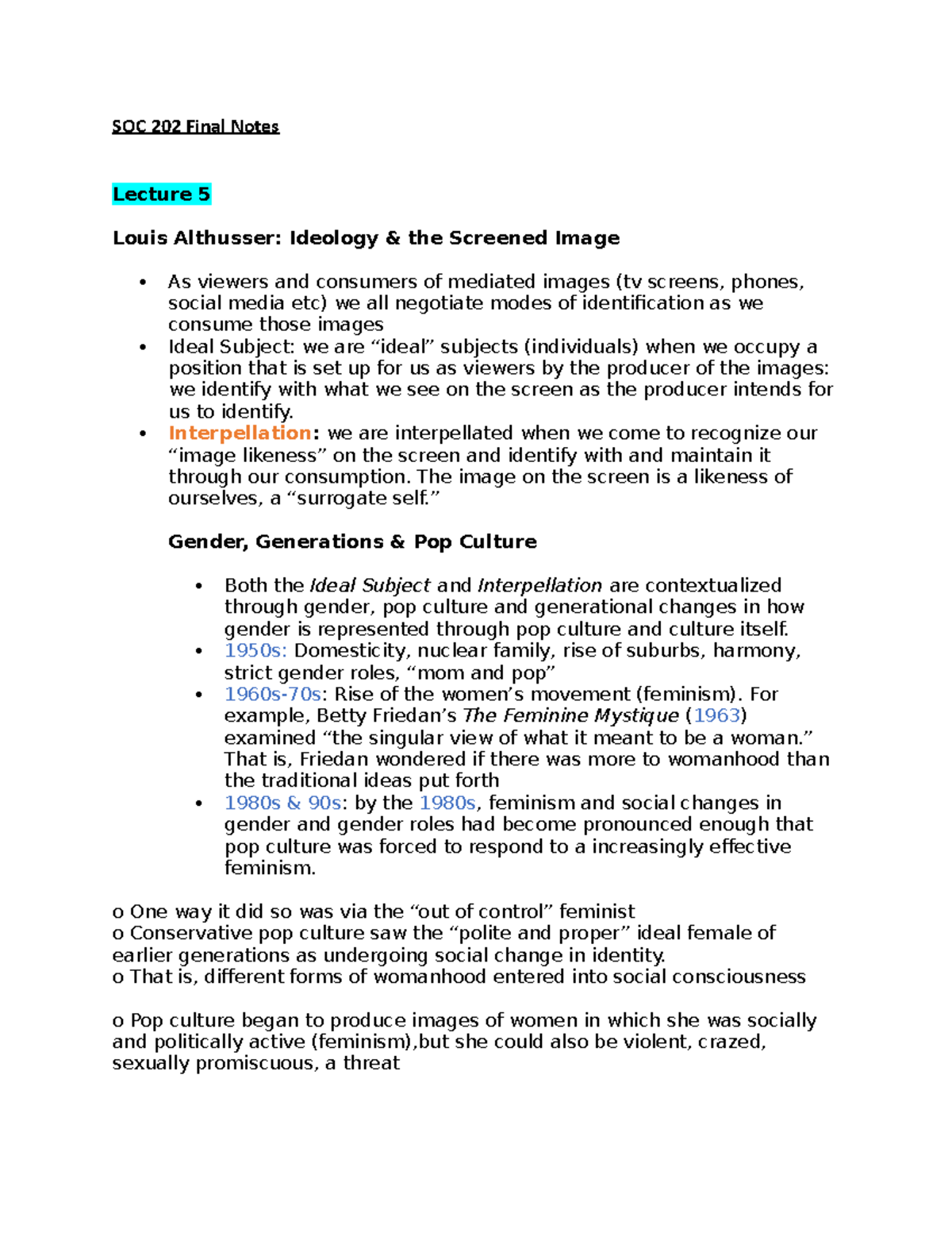 SOC 202 Final Notes- For Final Exam - SOC 202 Final Notes Lecture 5 ...