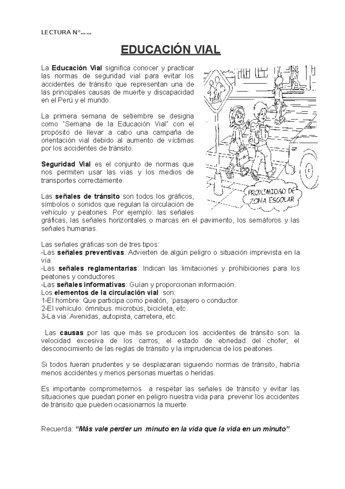 Lectura Sobre Educaci N Vial De Set Lectura N Educaci N Vial