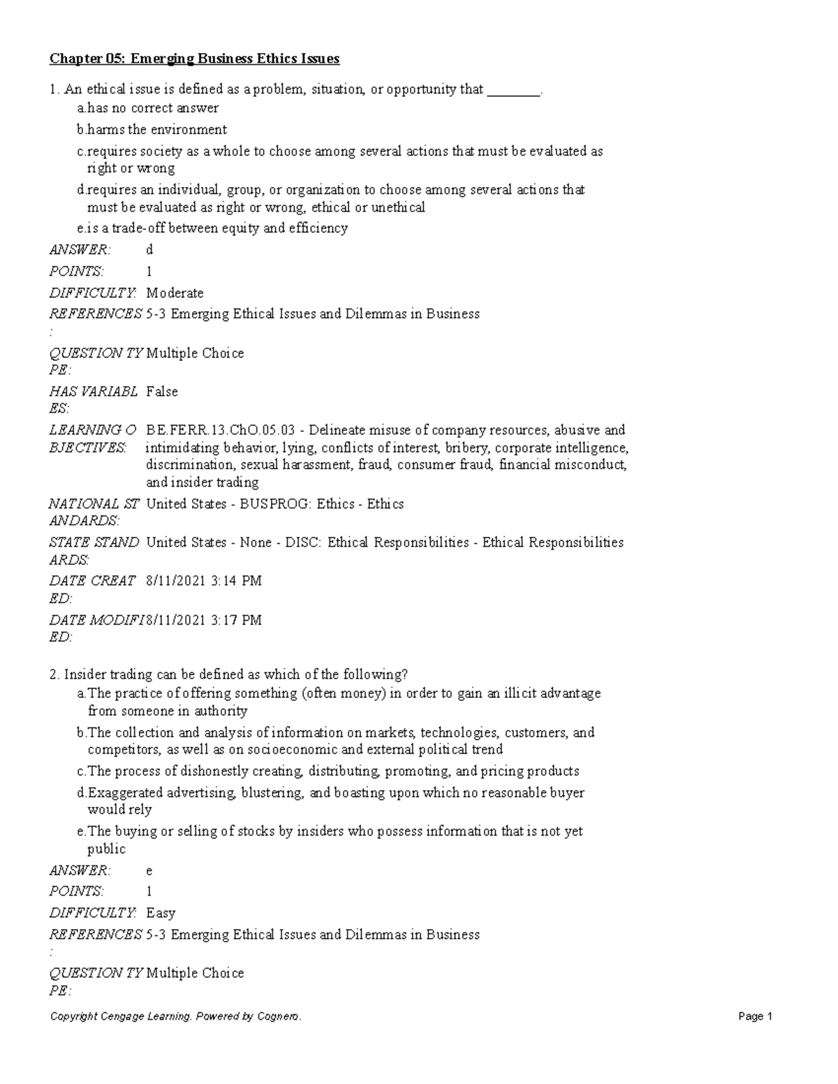 Chapter 05 Emerging Business Ethics Issues - Chapter 05: Emerging ...