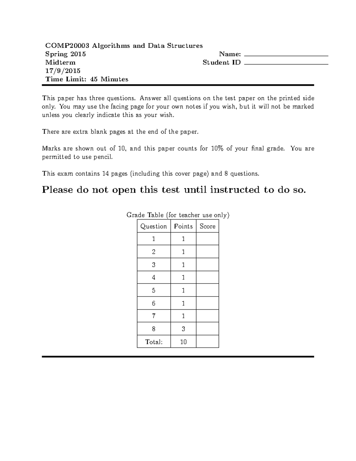 Sample/practice Exam 2016, Questions - Practice Mid-sem Test ...