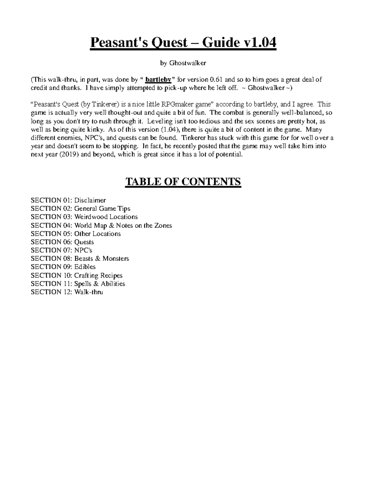 Peasants Quest Guide v1.04 - Peasant's Quest – Guide v1. by Ghostwalker