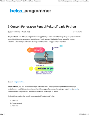 Pertemuan 9 - Materi B (Sunnah). Python Dasar Fungsi Rekursif (4 Contoh ...