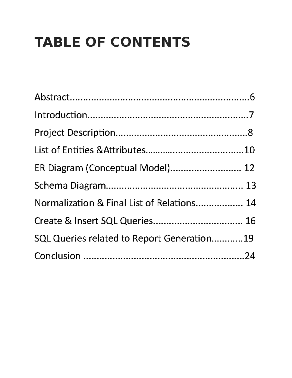 Dbms project TABLE OF CONTENTS Studocu