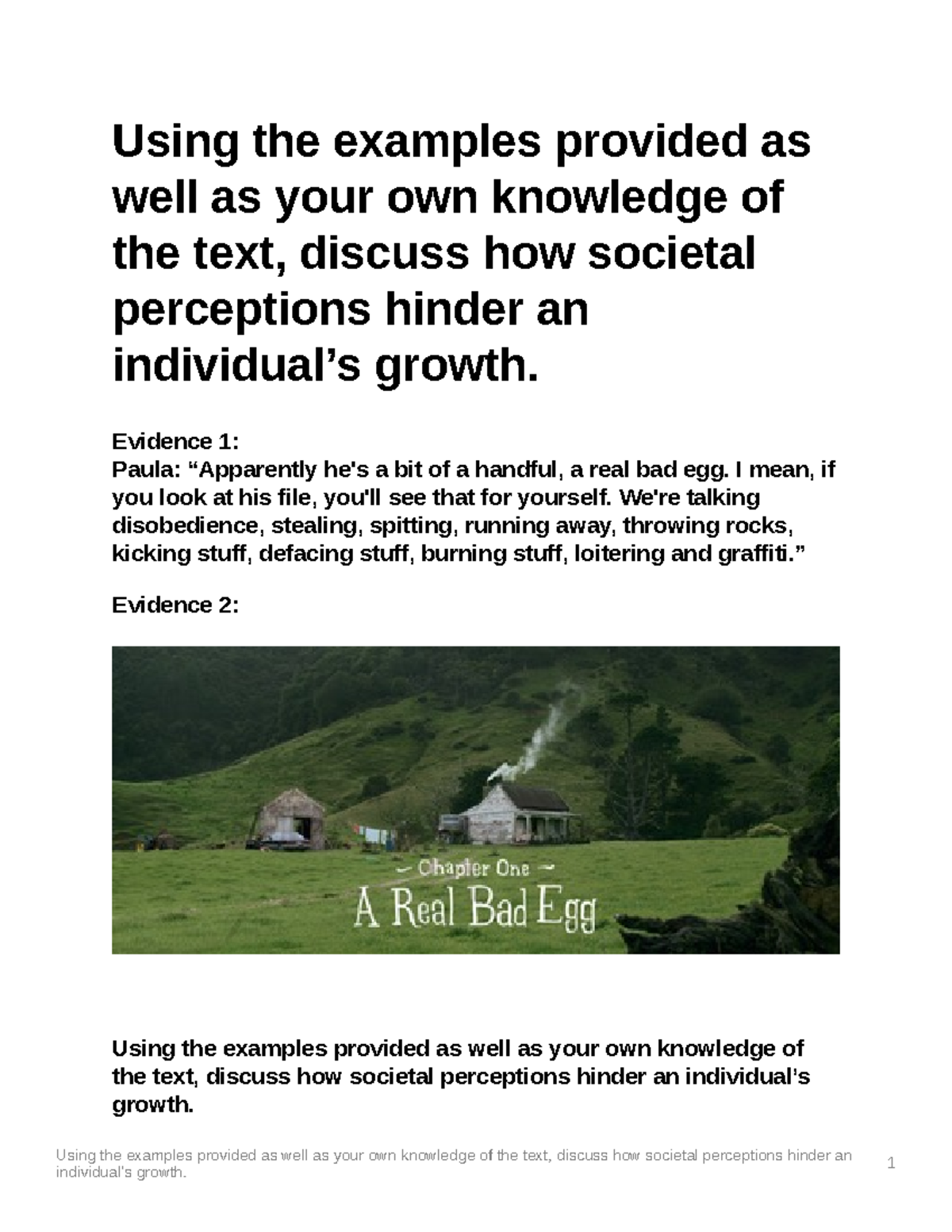 Hunt for the Wilderpeople Prompt breakdown Using the examples