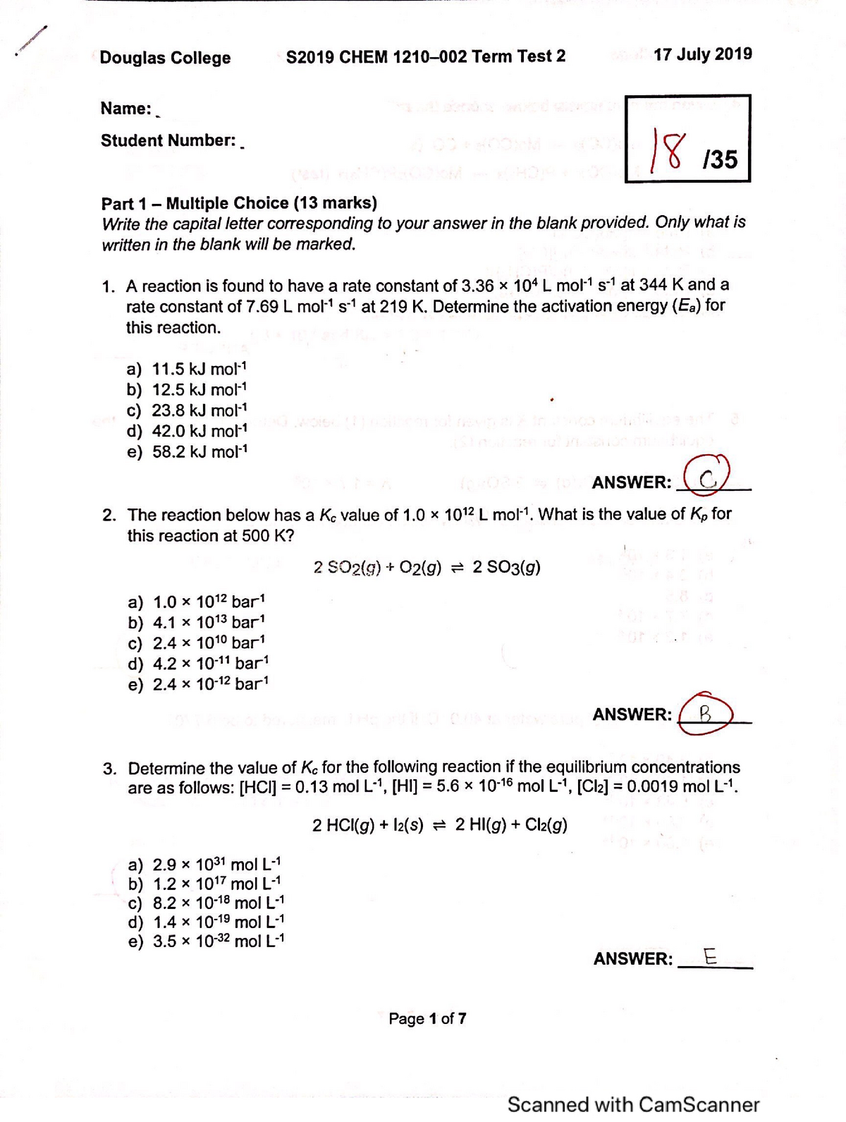 Chem 1210- Term Test 2 - Some Important Questions From Chem 1210 - CHEM ...