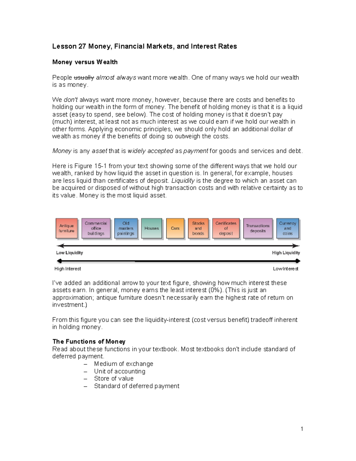 Lesson 27 Money, Financial Markets, and Interest Rates modified Nov 22 ...