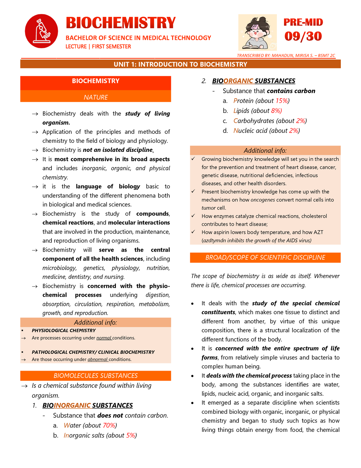 UNIT 1- Introduction TO Biochemistry - BIOCHEMISTRY BACHELOR OF SCIENCE ...