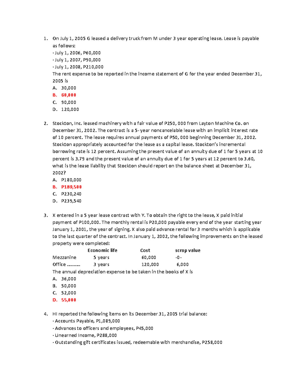 Financial Accounting - On July 1, 2005 G leased a delivery truck from M ...