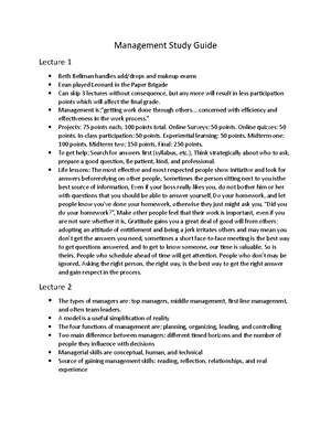 Introduction to Management Final Study Guide Part 2 - Management Study ...