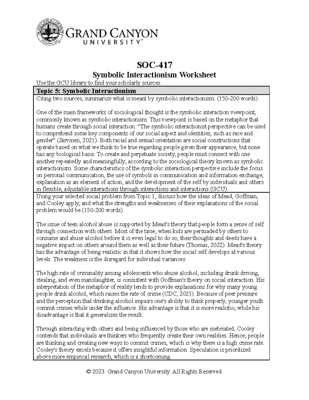 SOC-417.T5.Symbolic Interactionism Worksheet - SOC- Symbolic ...