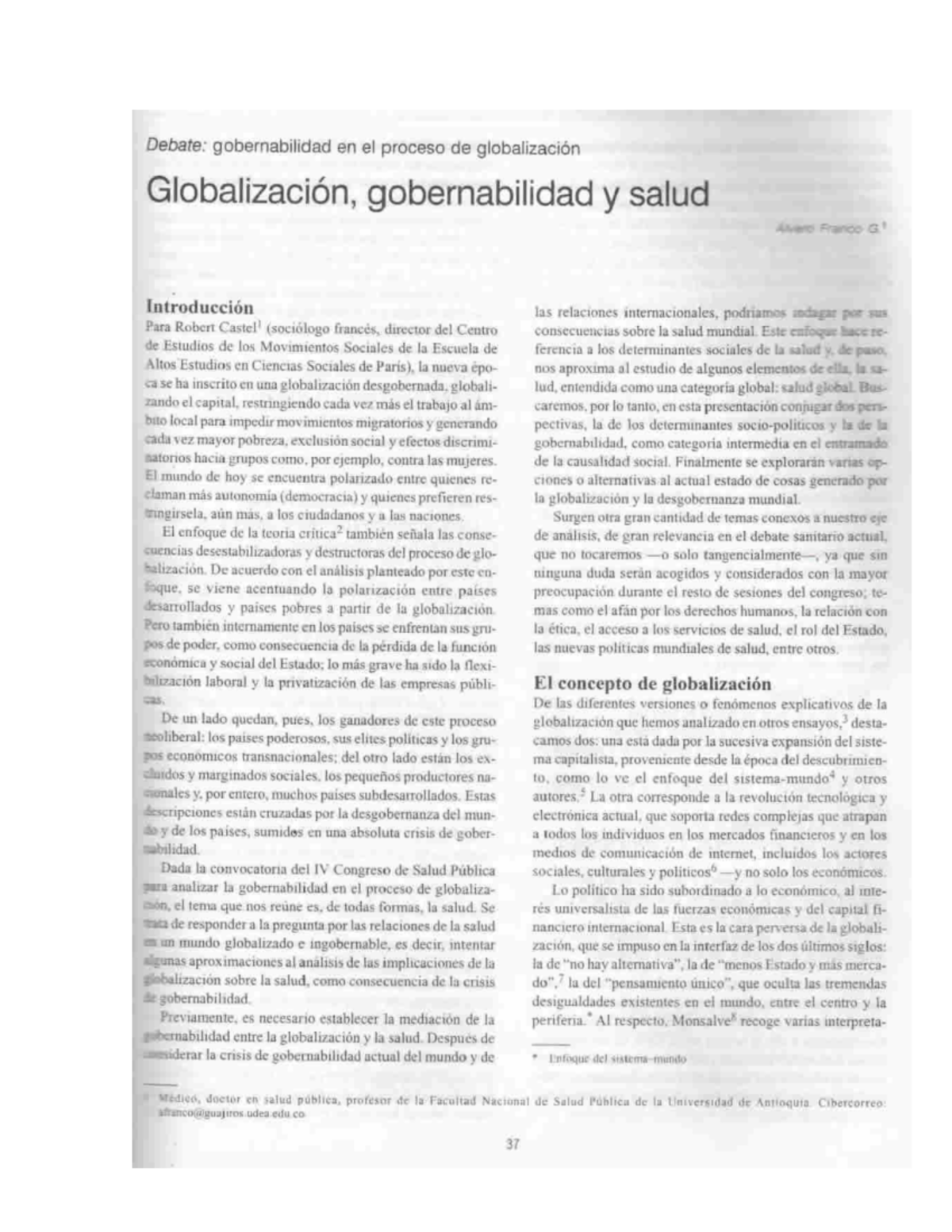 Globalizacion De Salud - SALUD PÚBLICA - Studocu