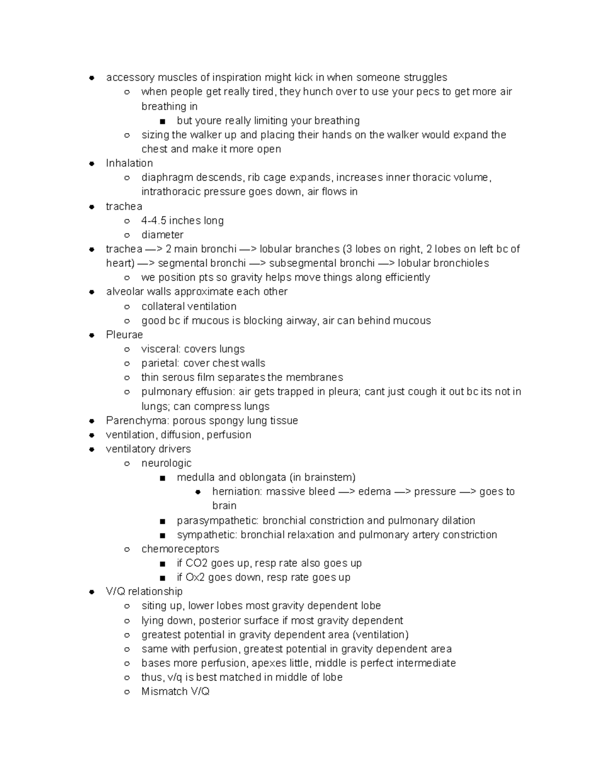 Respiratory Notes - accessory muscles of inspiration might kick in when ...