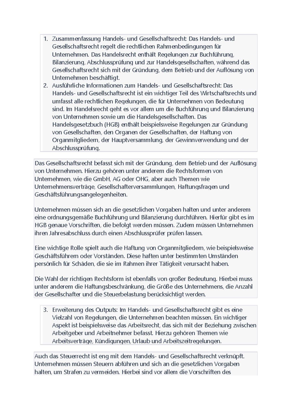 Handels Und Gesellschaftsrecht Skript HGB Themen - 2023 - Zusammenfassung Handels- und Gesellschaftsrecht